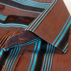 Etro Brown Striped Cotton Shirt